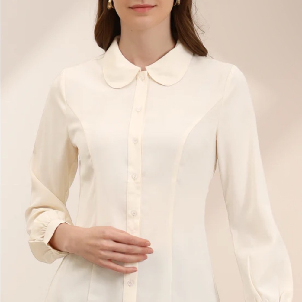 Allegra K Elegant Cream Shirt